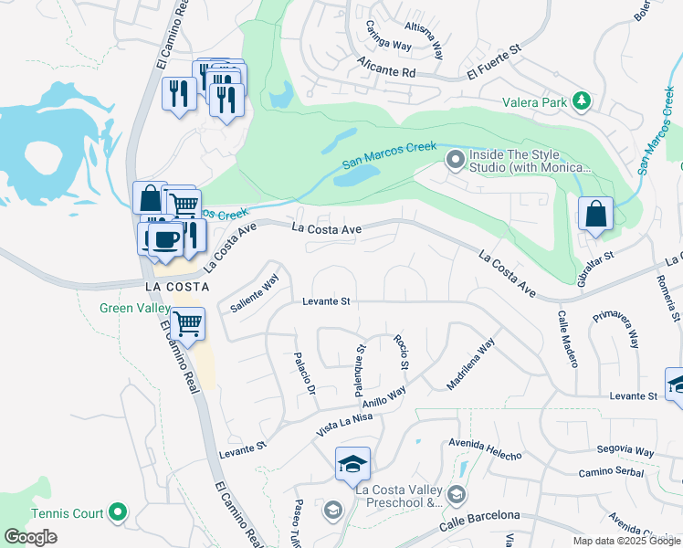 map of restaurants, bars, coffee shops, grocery stores, and more near 2451 Torrejon Place in Carlsbad
