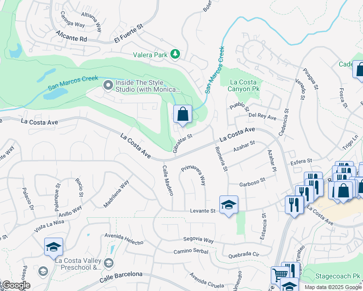 map of restaurants, bars, coffee shops, grocery stores, and more near 2912 La Costa Avenue in Carlsbad