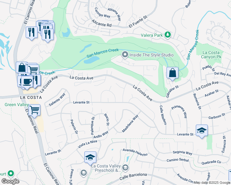 map of restaurants, bars, coffee shops, grocery stores, and more near 2438 Sacada Circle in Carlsbad