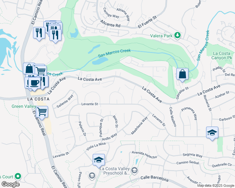 map of restaurants, bars, coffee shops, grocery stores, and more near 2425 Sacada Circle in Carlsbad