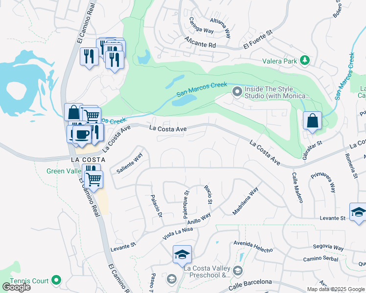 map of restaurants, bars, coffee shops, grocery stores, and more near 2454 Torrejon Place in Carlsbad