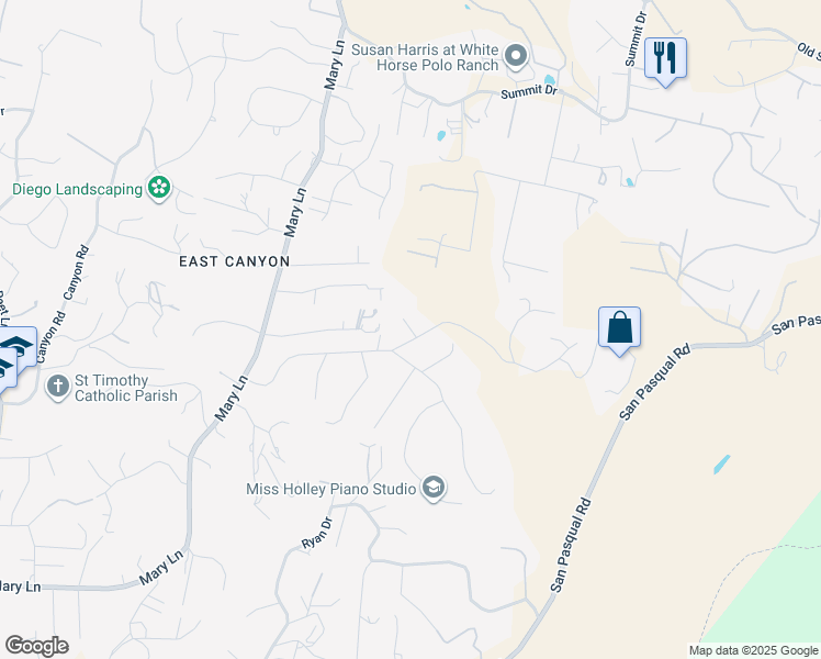 map of restaurants, bars, coffee shops, grocery stores, and more near Paseo Del Bianco in Escondido