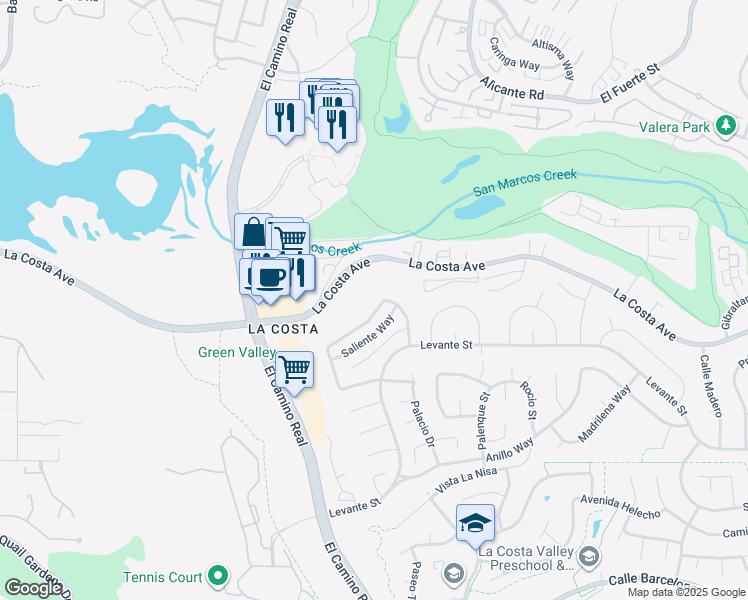 map of restaurants, bars, coffee shops, grocery stores, and more near 2016 Subida Terrace in Carlsbad