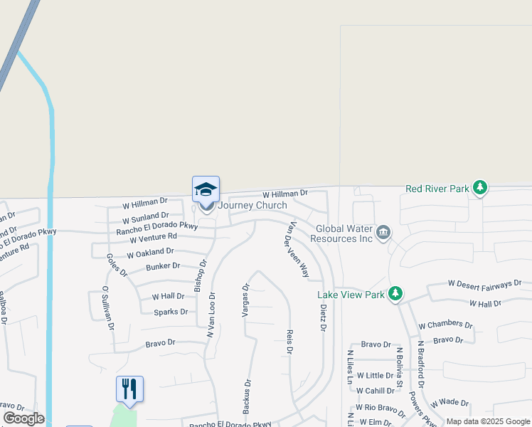 map of restaurants, bars, coffee shops, grocery stores, and more near 41843 West Hillman Drive in Maricopa