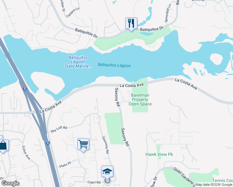 map of restaurants, bars, coffee shops, grocery stores, and more near 783-873 La Costa Avenue in Encinitas
