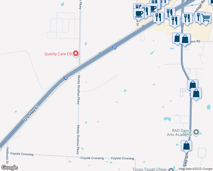 map of restaurants, bars, coffee shops, grocery stores, and more near 4495 Interstate 30 Frontage Road in Greenville