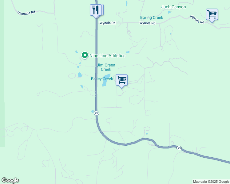 map of restaurants, bars, coffee shops, grocery stores, and more near 4026 California 78 in Julian