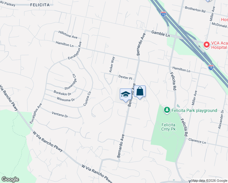 map of restaurants, bars, coffee shops, grocery stores, and more near 2300 Lomica Place in Escondido