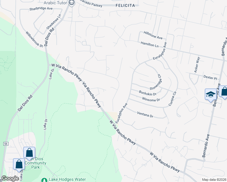 map of restaurants, bars, coffee shops, grocery stores, and more near 2183 Lundy Lake Drive in Escondido