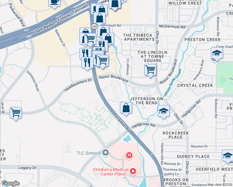 map of restaurants, bars, coffee shops, grocery stores, and more near 8064 Ingram Dr in Plano