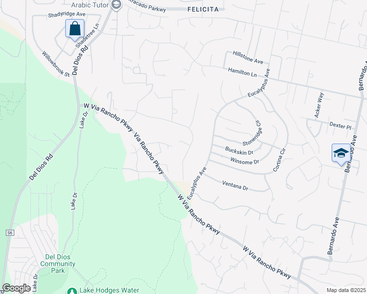 map of restaurants, bars, coffee shops, grocery stores, and more near 2183 Lundy Lake Drive in Escondido