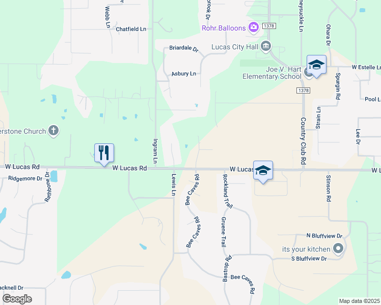 map of restaurants, bars, coffee shops, grocery stores, and more near 285 Red Star Road in Allen