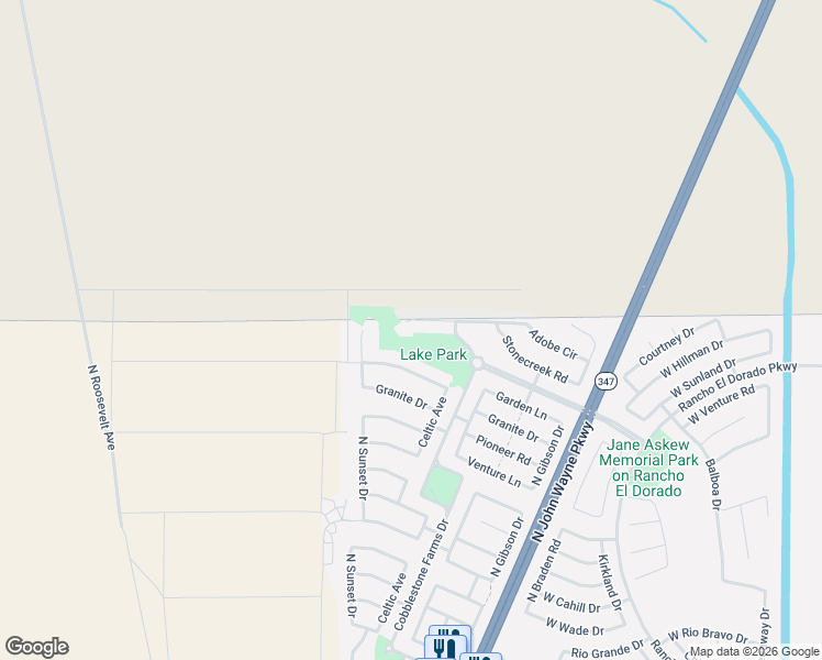 map of restaurants, bars, coffee shops, grocery stores, and more near 44462 Adobe Circle in Maricopa