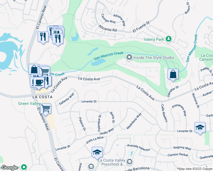 map of restaurants, bars, coffee shops, grocery stores, and more near 2427 Corte Azul in Carlsbad