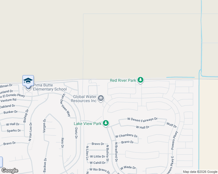 map of restaurants, bars, coffee shops, grocery stores, and more near 22828 North Bolivia Street in Maricopa