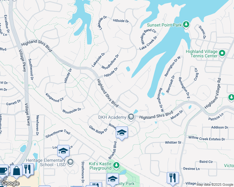 map of restaurants, bars, coffee shops, grocery stores, and more near in Lewisville