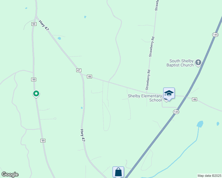 map of restaurants, bars, coffee shops, grocery stores, and more near 242 County Road 46 in Shelby