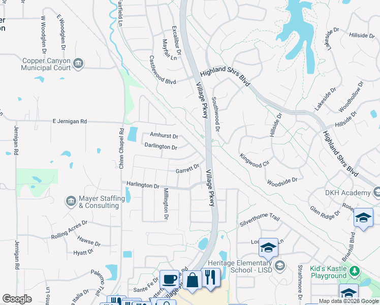 map of restaurants, bars, coffee shops, grocery stores, and more near 2804 Deerhurst Dr in Highland Village