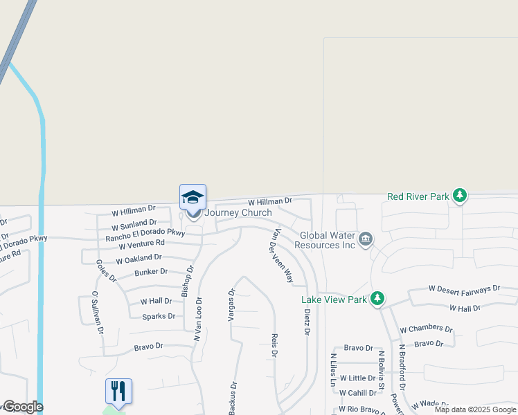 map of restaurants, bars, coffee shops, grocery stores, and more near 41843 West Hillman Drive in Maricopa