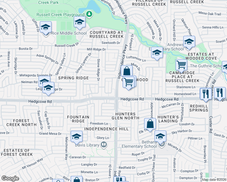 map of restaurants, bars, coffee shops, grocery stores, and more near 8012 Still Springs Drive in Plano
