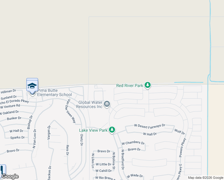 map of restaurants, bars, coffee shops, grocery stores, and more near 22828 North Bolivia Street in Maricopa