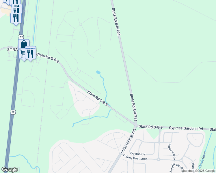 map of restaurants, bars, coffee shops, grocery stores, and more near 1001 Bald Cypress Drive in Moncks Corner
