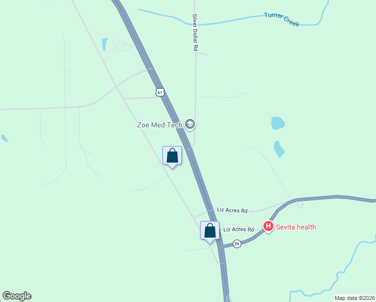map of restaurants, bars, coffee shops, grocery stores, and more near 101 Silver Dollar Road in Barnesville
