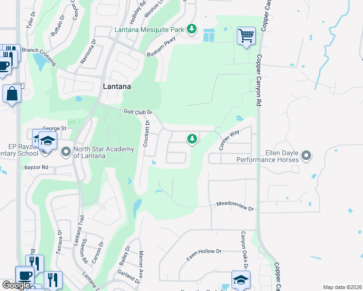 map of restaurants, bars, coffee shops, grocery stores, and more near 1121 Mission Lane in Lantana