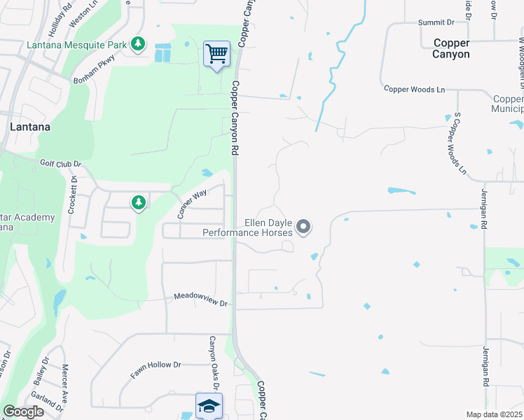 map of restaurants, bars, coffee shops, grocery stores, and more near 670 Copper Canyon Road in Argyle