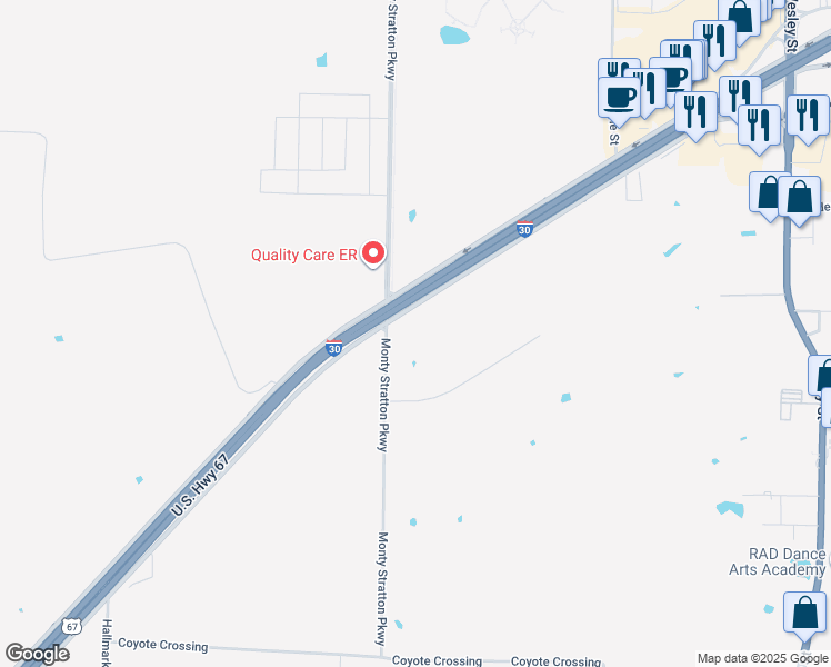 map of restaurants, bars, coffee shops, grocery stores, and more near 4495 Interstate 30 Frontage Road in Greenville