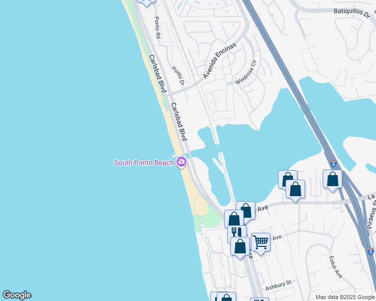 map of restaurants, bars, coffee shops, grocery stores, and more near 12714 Carlsbad Boulevard in Carlsbad