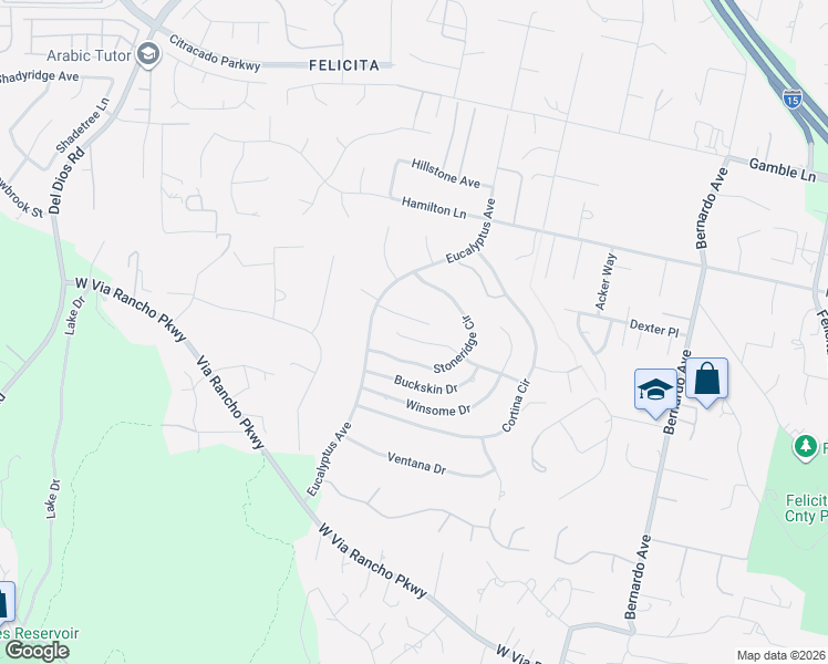 map of restaurants, bars, coffee shops, grocery stores, and more near 1560 Mandeville Place in Escondido