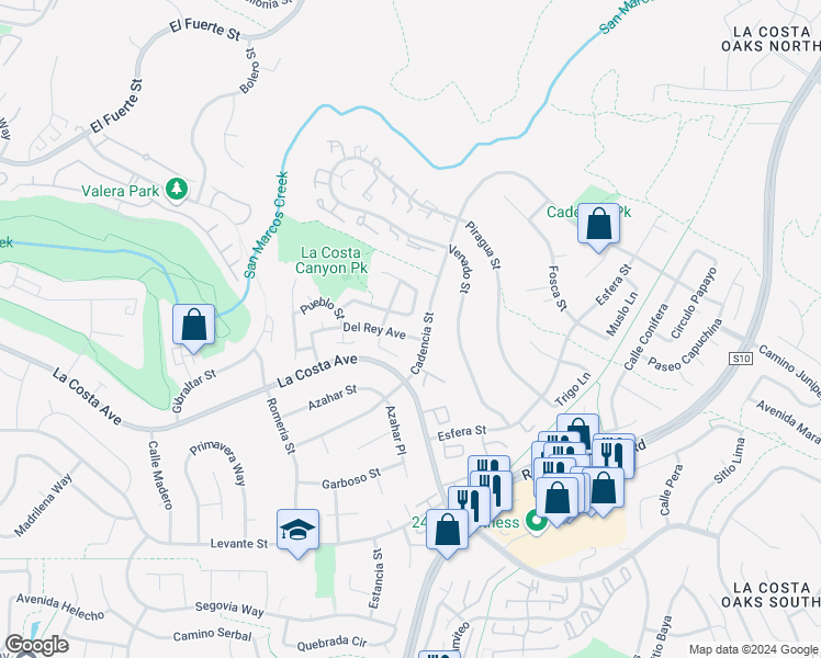 map of restaurants, bars, coffee shops, grocery stores, and more near 3134 Del Rey Avenue in Carlsbad
