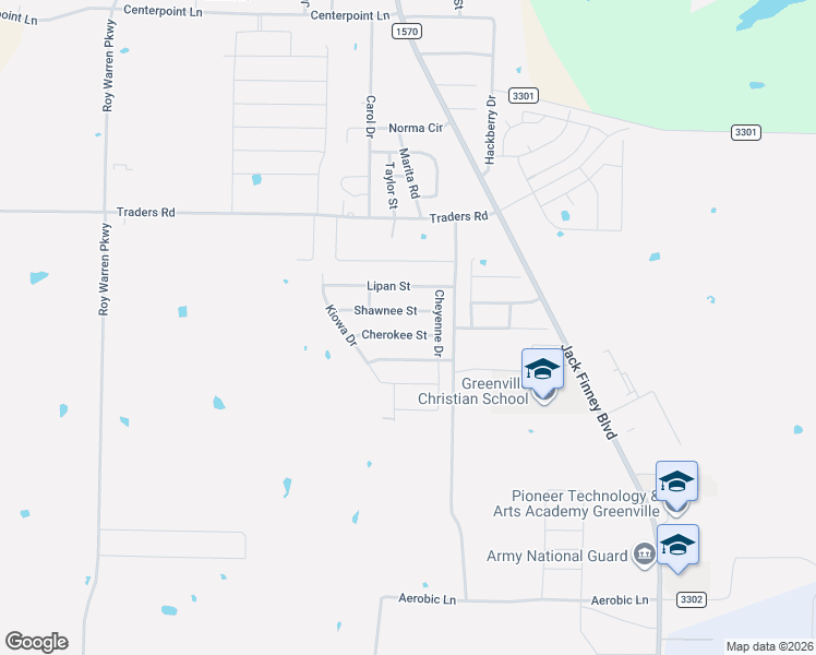 map of restaurants, bars, coffee shops, grocery stores, and more near 115 Shawnee Street in Greenville