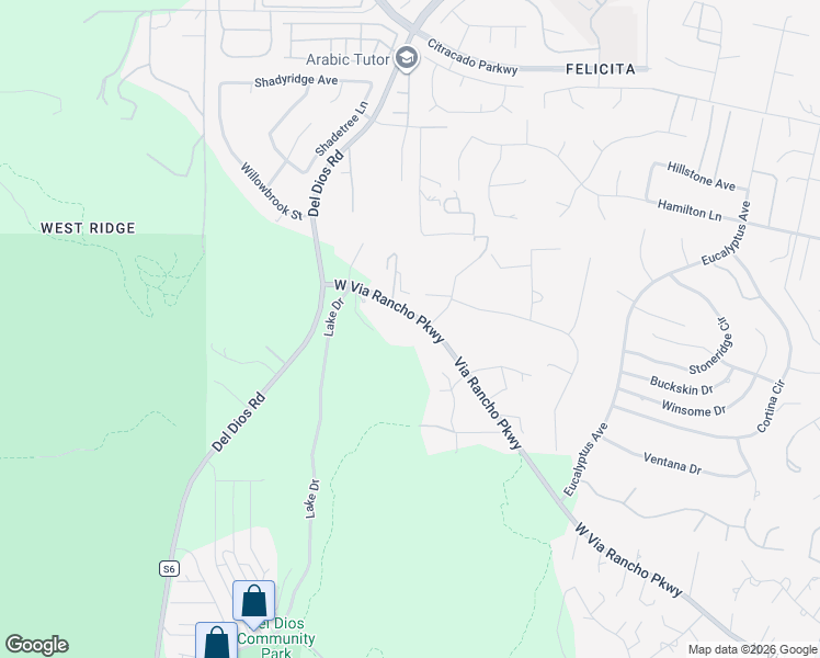 map of restaurants, bars, coffee shops, grocery stores, and more near 2087 Via Rancho Parkway in Escondido