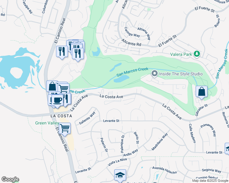 map of restaurants, bars, coffee shops, grocery stores, and more near 2348 La Costa Avenue in Carlsbad