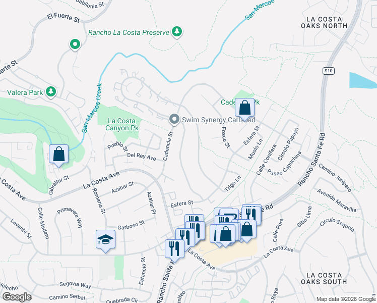 map of restaurants, bars, coffee shops, grocery stores, and more near 3306 Venado Street in Carlsbad