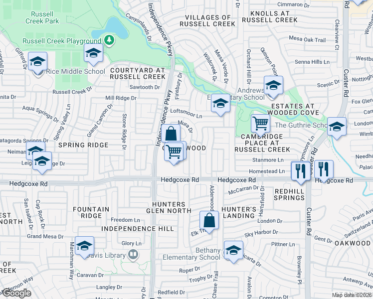 map of restaurants, bars, coffee shops, grocery stores, and more near 8125 Case Drive in Plano