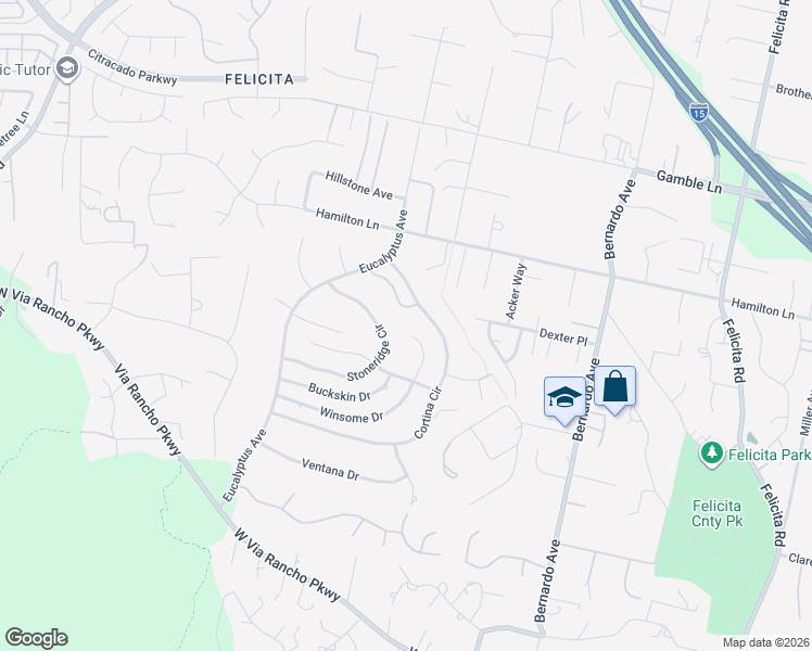 map of restaurants, bars, coffee shops, grocery stores, and more near 2237 Winsome Place in Escondido