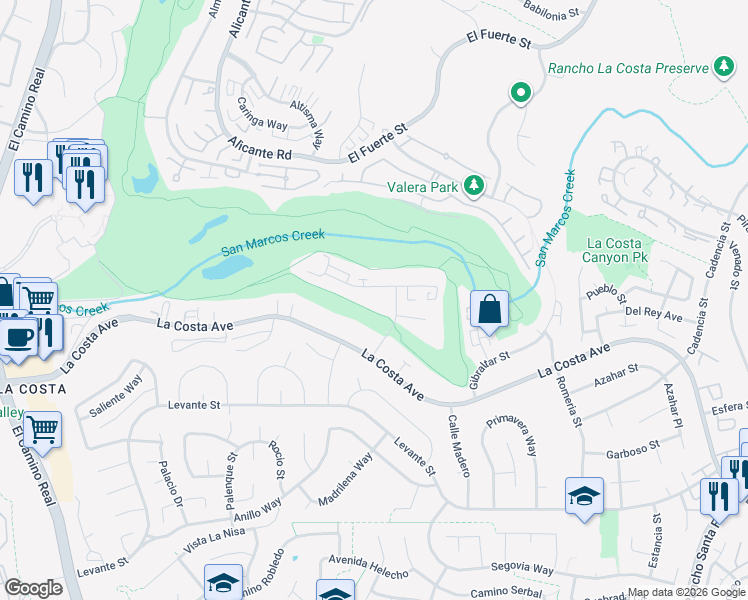 map of restaurants, bars, coffee shops, grocery stores, and more near 2533 Navarra Drive in Carlsbad