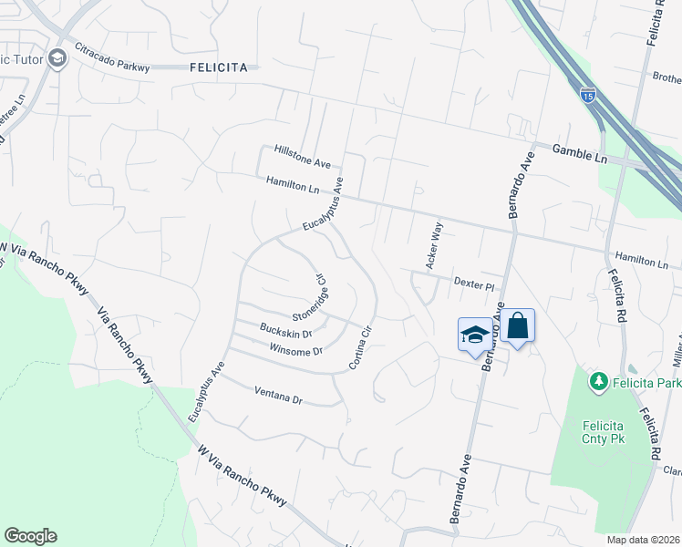 map of restaurants, bars, coffee shops, grocery stores, and more near 2237 Winsome Place in Escondido