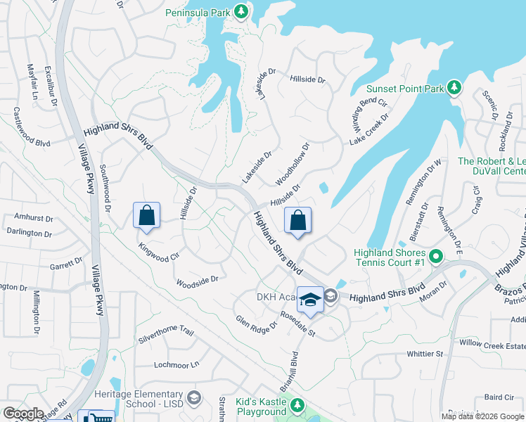 map of restaurants, bars, coffee shops, grocery stores, and more near 790 Oak Hollow Lane in Highland Village