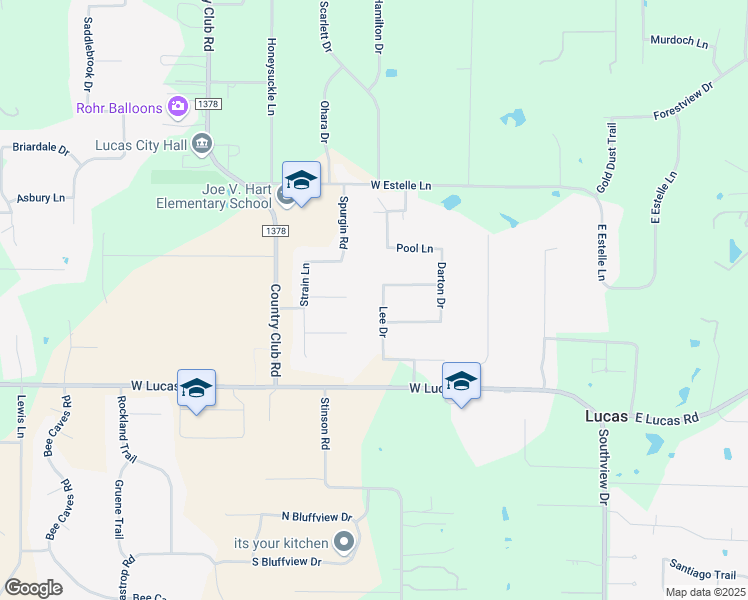 map of restaurants, bars, coffee shops, grocery stores, and more near 223 Lee Drive in Allen