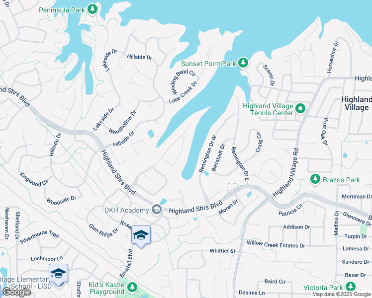 map of restaurants, bars, coffee shops, grocery stores, and more near 635 Timbercrest Circle in Highland Village