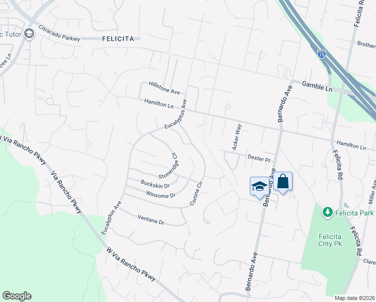 map of restaurants, bars, coffee shops, grocery stores, and more near 2237 Winsome Place in Escondido