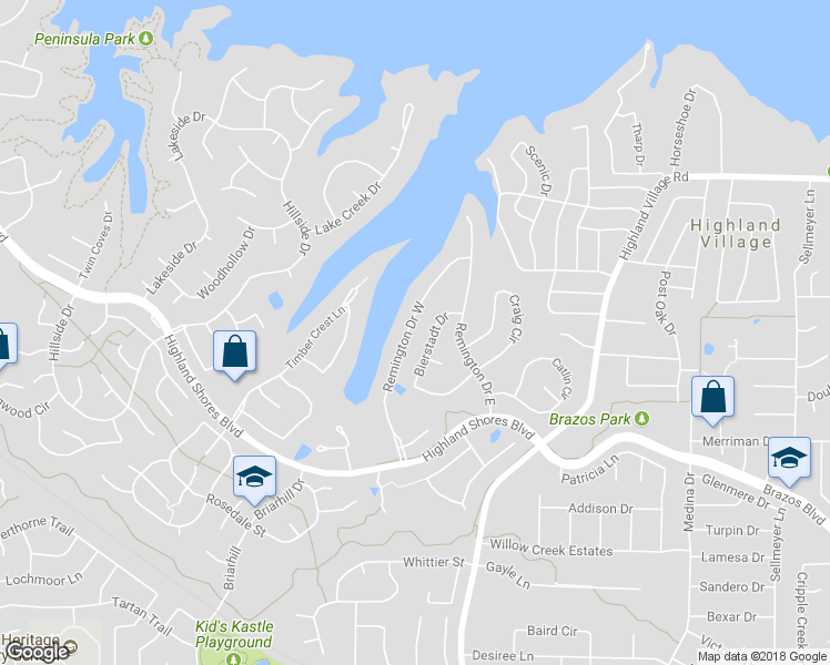 map of restaurants, bars, coffee shops, grocery stores, and more near 49 Remington Drive West in Highland Village