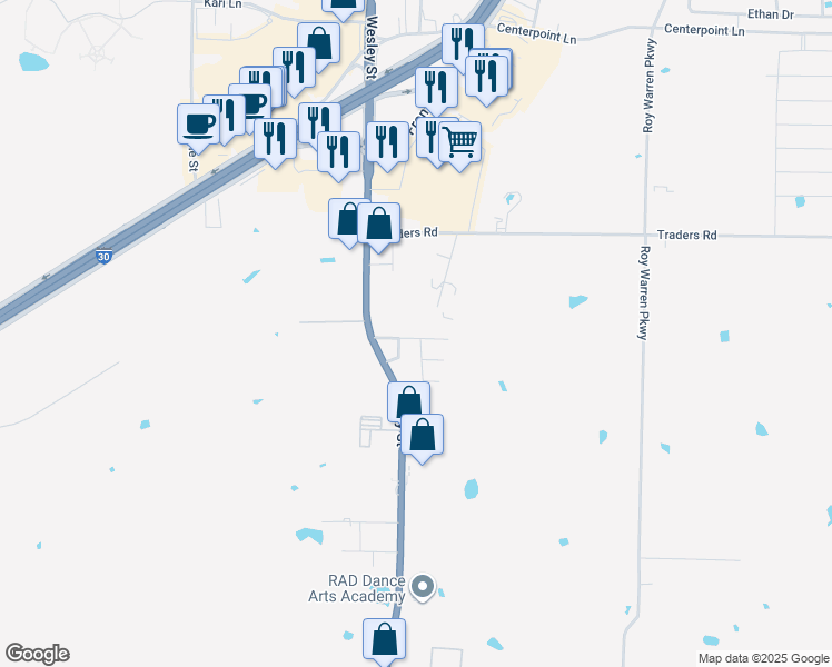 map of restaurants, bars, coffee shops, grocery stores, and more near 2600 Bliss Street in Greenville
