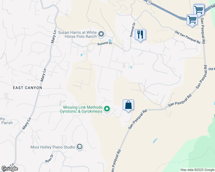 map of restaurants, bars, coffee shops, grocery stores, and more near 176 Rancho Del Ray in Escondido