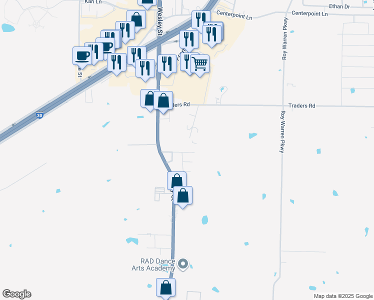 map of restaurants, bars, coffee shops, grocery stores, and more near 2600 Bliss Street in Greenville
