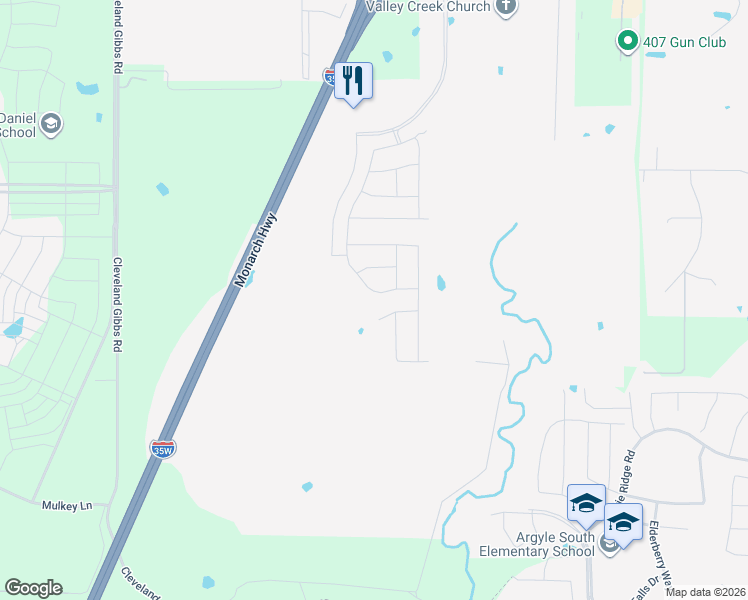 map of restaurants, bars, coffee shops, grocery stores, and more near Interstate 35W in Flower Mound